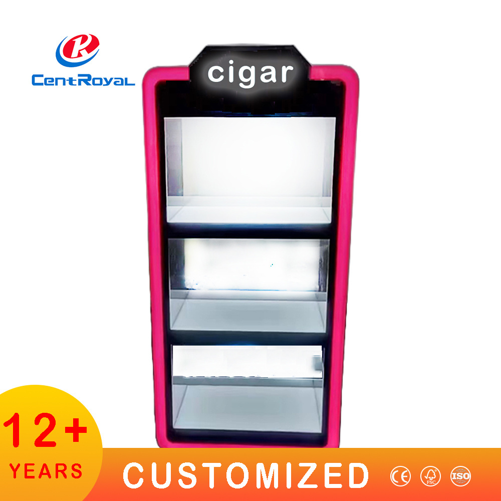 Led Light Commerical CounterTop Humidor Tobacco Cigar Display Rack Acrylic Cigarette Display Cabinet Rack Smoke Shop Display