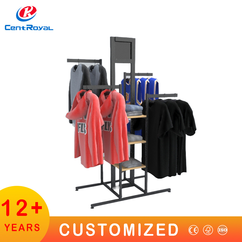 Custom boutique Metal commercial clothes rack for Sport store Shelf shelves clothing shop retail store Floor Stand Dress display