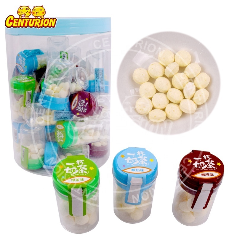 Wholesale custom China bottle packing fruit flavored hard dry milk pressed tablet candy