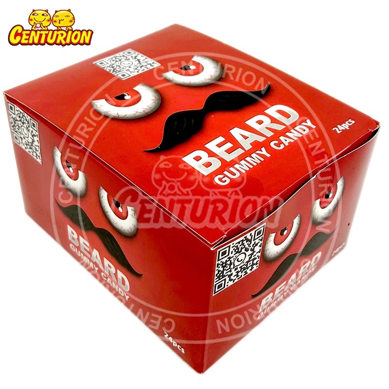 wholesale halloween hot selling gentlemen beard and eyeball shape soft gummy candy caramelos