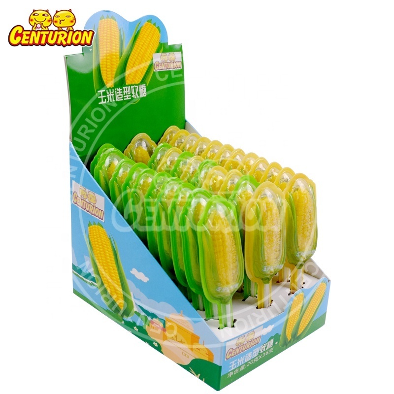 Wholesale halal confectionery sweet corn cob lollipop sticks gummy soft candy