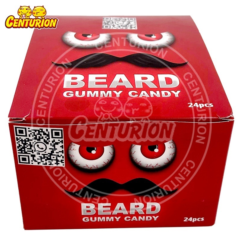 wholesale halloween hot selling gentlemen beard and eyeball shape soft gummy candy caramelos