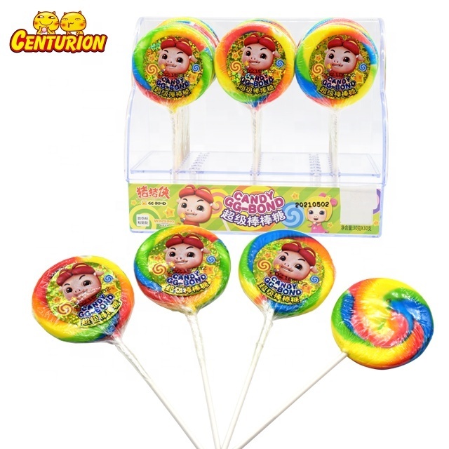 In Low Price Big Bonon Multi colored Swirl Tutti Frutti Rainbow Lollipops Hard Candy