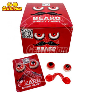 wholesale halloween hot selling gentlemen beard and eyeball shape soft gummy candy caramelos