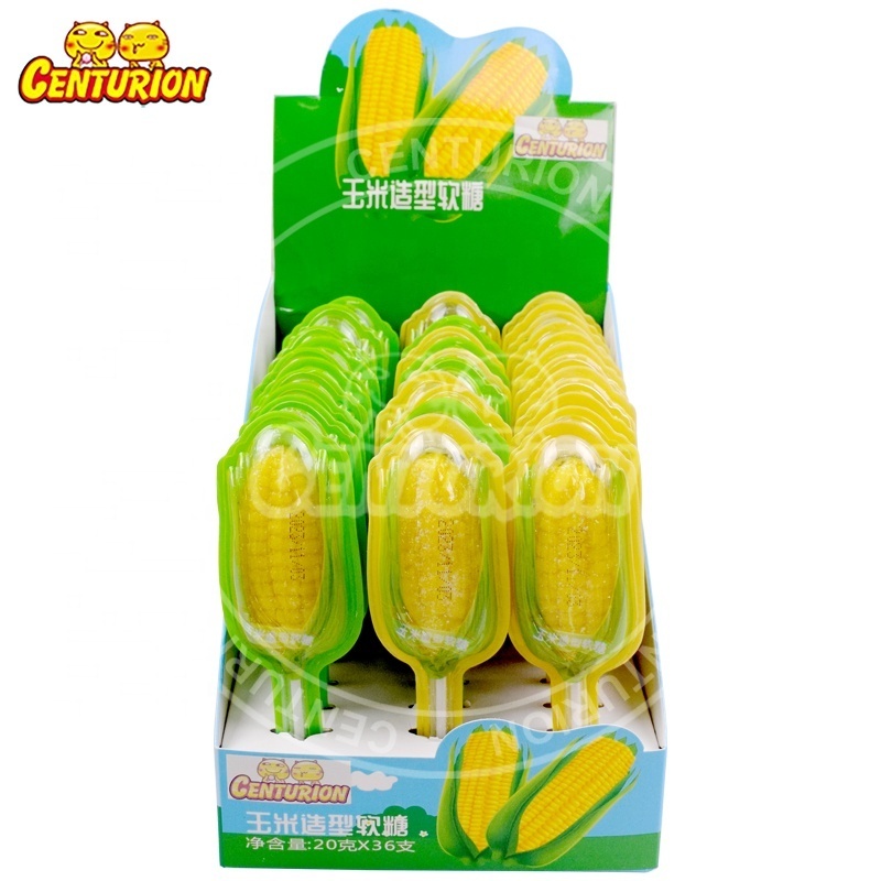 Wholesale halal confectionery sweet corn cob lollipop sticks gummy soft candy