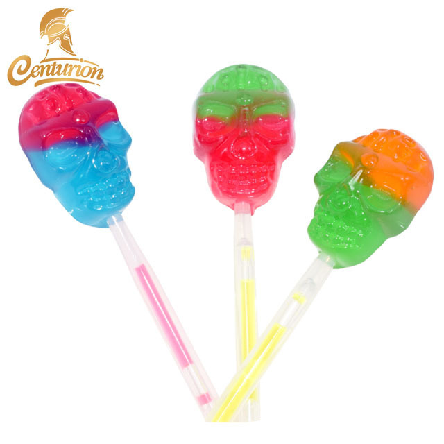 High Quality New Bright Fluorescence Glow Stick Lighting Hard Candy Sweet Skull Lollipop