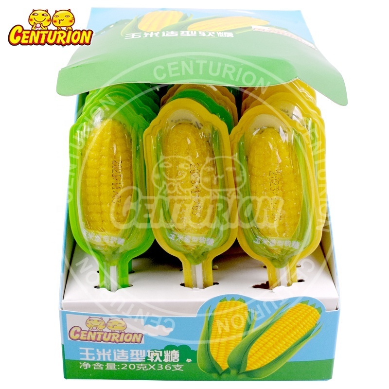 Wholesale halal confectionery sweet corn cob lollipop sticks gummy soft candy