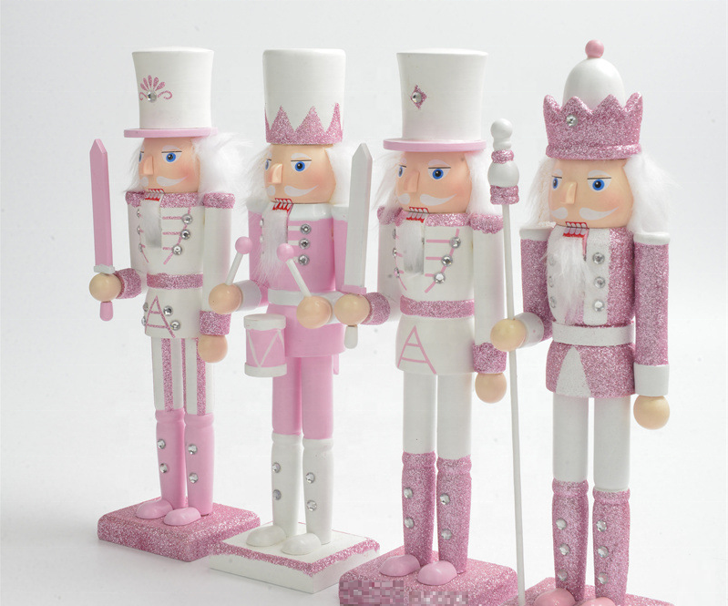 Craft decorations Christmas gifts Pink series 30cm creative wooden nutcracker puppet soldier