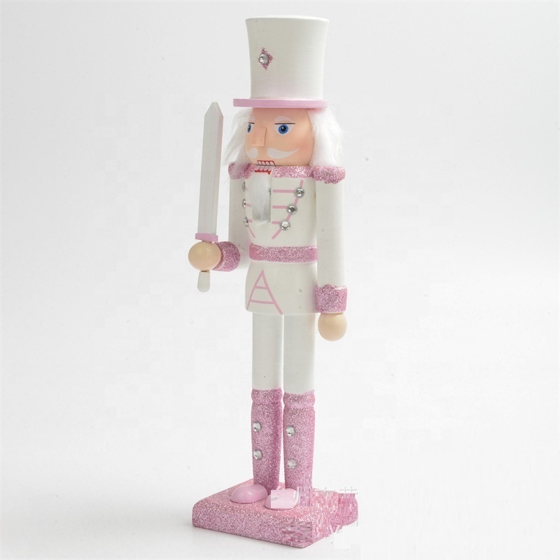 Craft decorations Christmas gifts Pink series 30cm creative wooden nutcracker puppet soldier