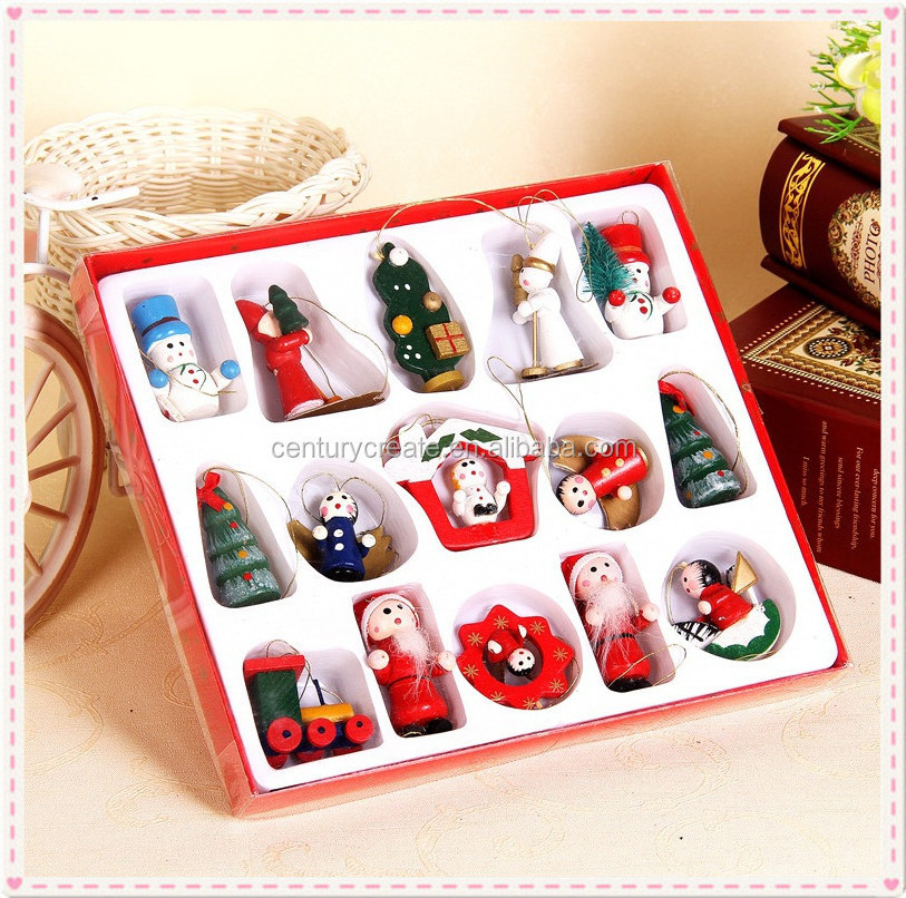 christmas ornaments crafts wooden train pendant gifts set