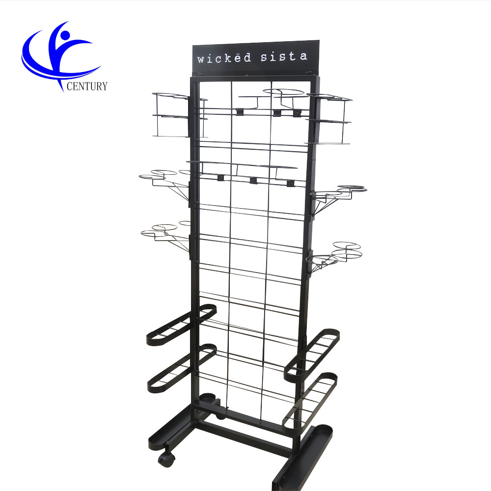 Shop supermarket shoe rack with umbrella holder floor socks rack mesh hanging retail happy socks floor sock metal display stand