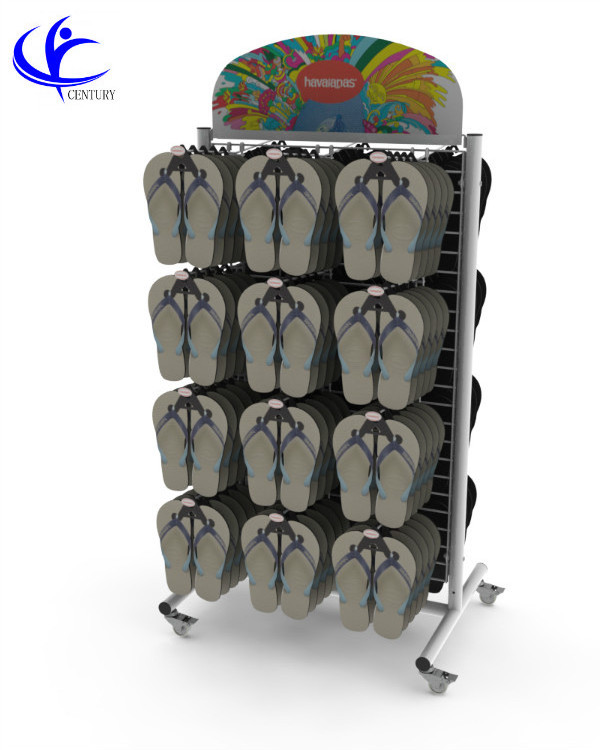 Custom supermarket flip flop shoe store racks slipper hanging sandals shoes metal display stand