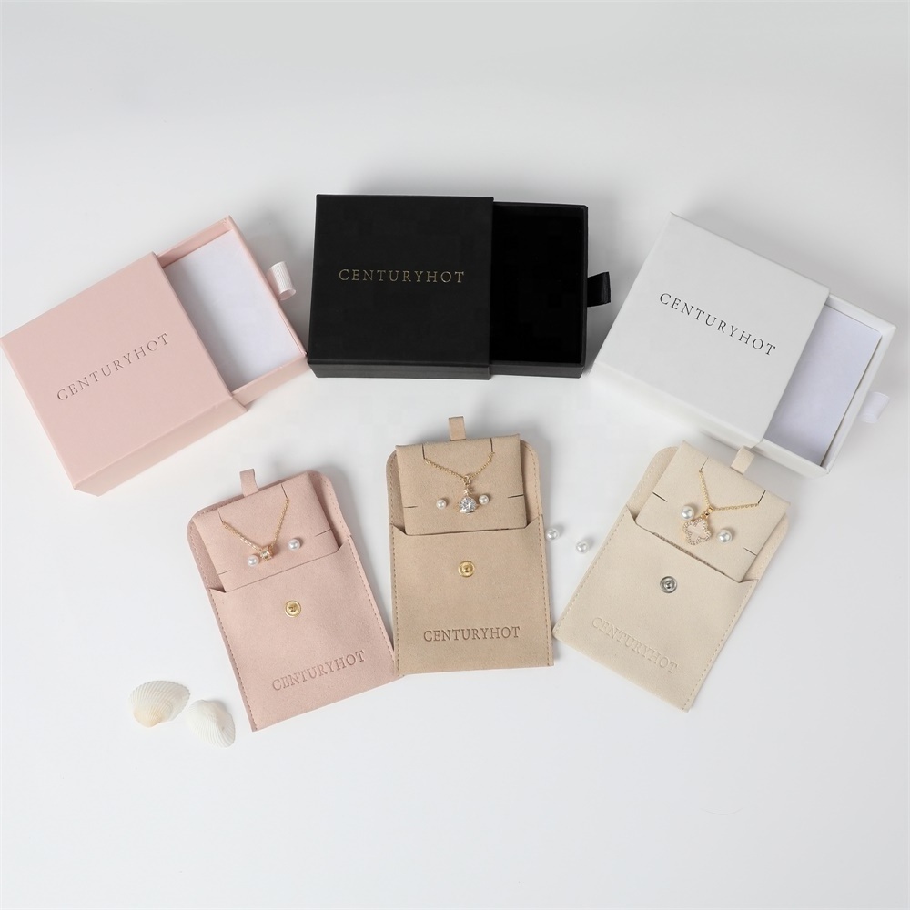 Box and  Bag with Insert Set Jewelry Box Plus  packaging Jewelry Bag  Drawer Bracelet Necklace Earring Box Microfiber Pouch