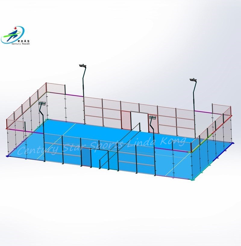 Factory price Padel court Panoramic paddle tennis blue Artificial Grass for Tennis courts padel 12mm tempered glass Court