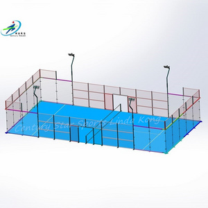 Factory price Padel court Panoramic paddle tennis blue Artificial Grass for Tennis courts padel 12mm tempered glass Court