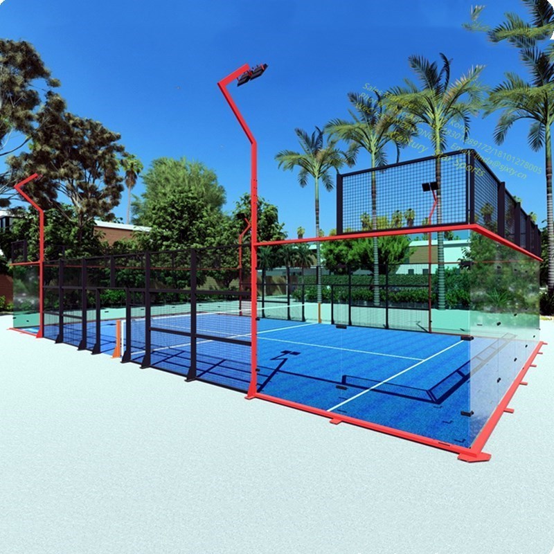 Factory price Padel court Panoramic paddle tennis blue Artificial Grass for Tennis courts padel 12mm tempered glass Court