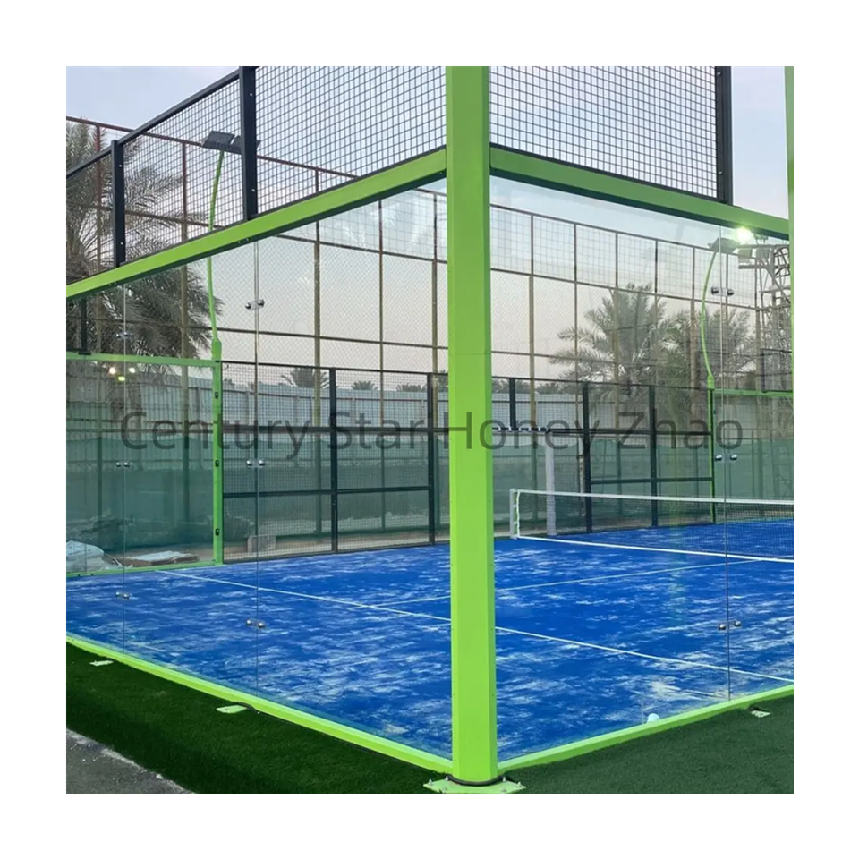 complete set outdoor 12mm tempered glass panoramic padel tennis court wall building construction manufacturers cost tennis court