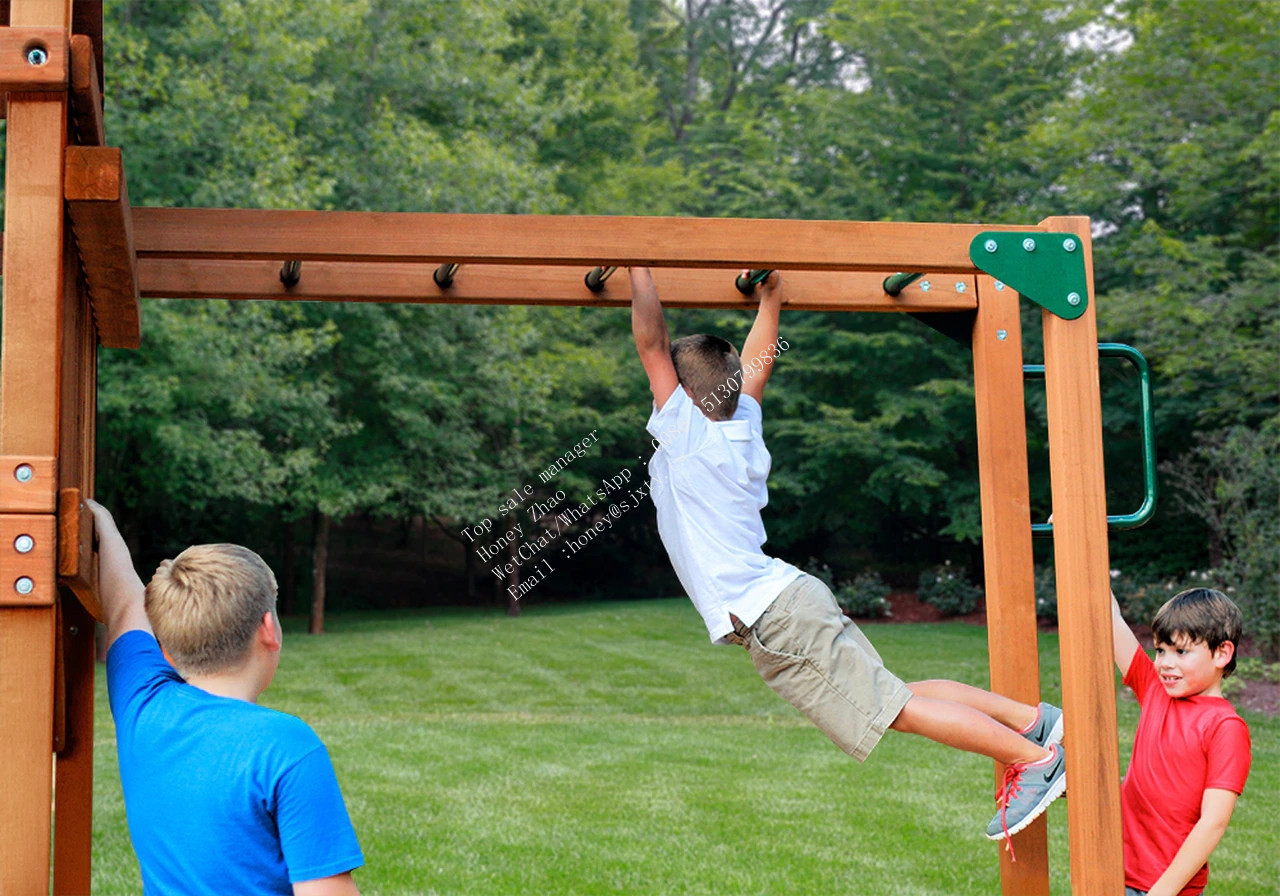 Monkey bars playground equipment ladder wooden bars