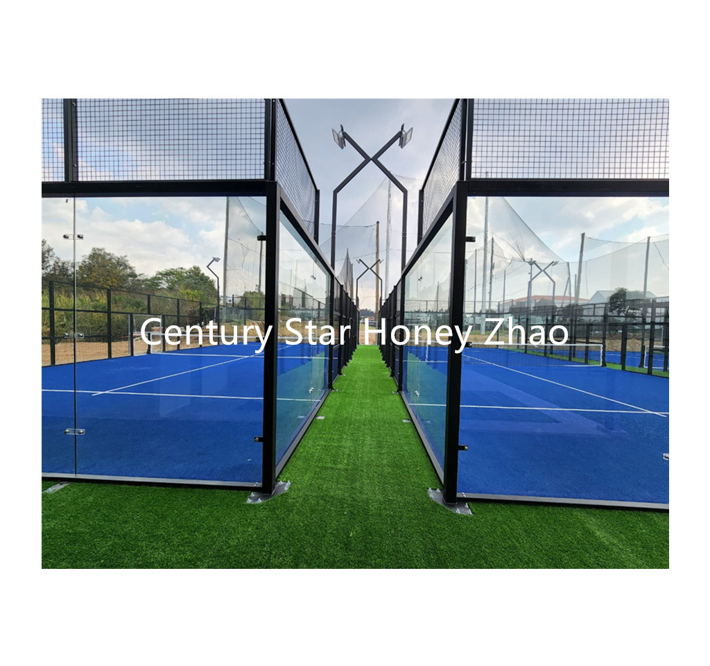 complete set outdoor 12mm tempered glass panoramic padel tennis court wall building construction manufacturers cost tennis court