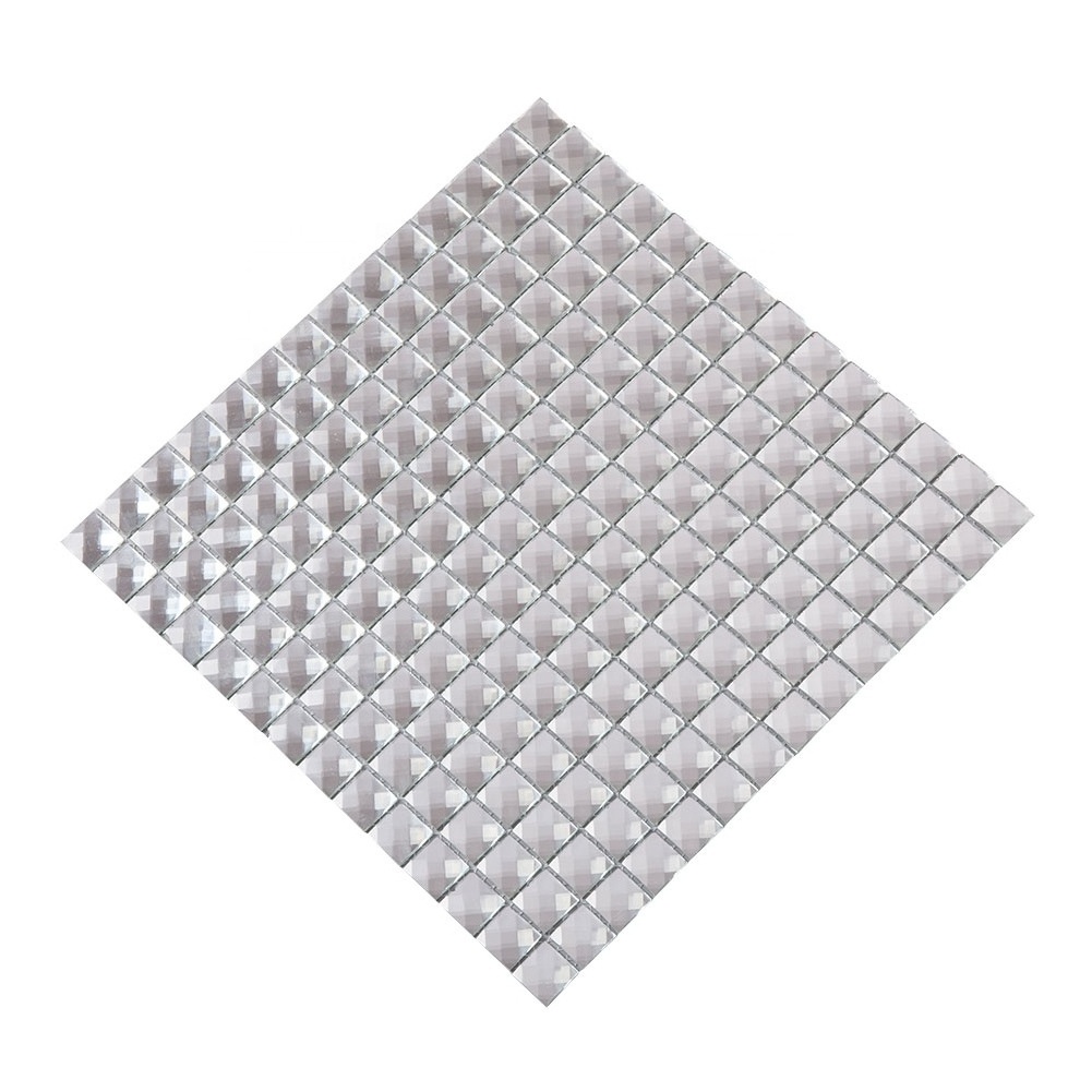 Iridescent Silver Square Glass Mosaic Decorative Mirror Tile