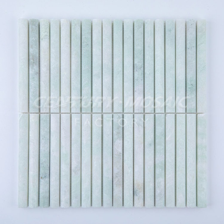 Century Mosaic Green Marble Finger Mosaic Tiles Arc Column Kit Kat Strip Mosaic for Home Project Wall