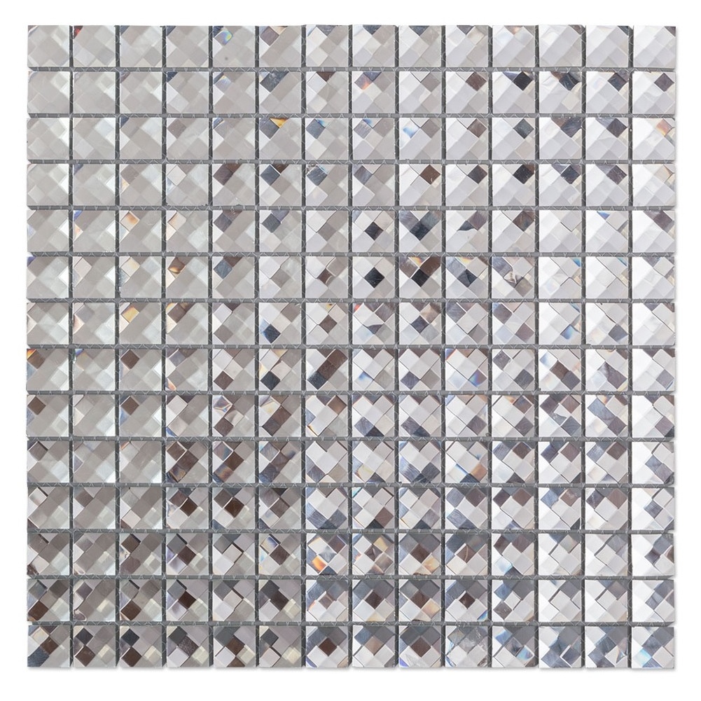 Iridescent Silver Square Glass Mosaic Decorative Mirror Tile