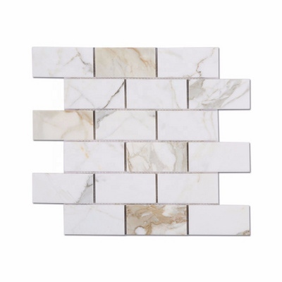 Centurymosaic Good Price Polished Calacatta Gold Brick Marble Mosaic Tile