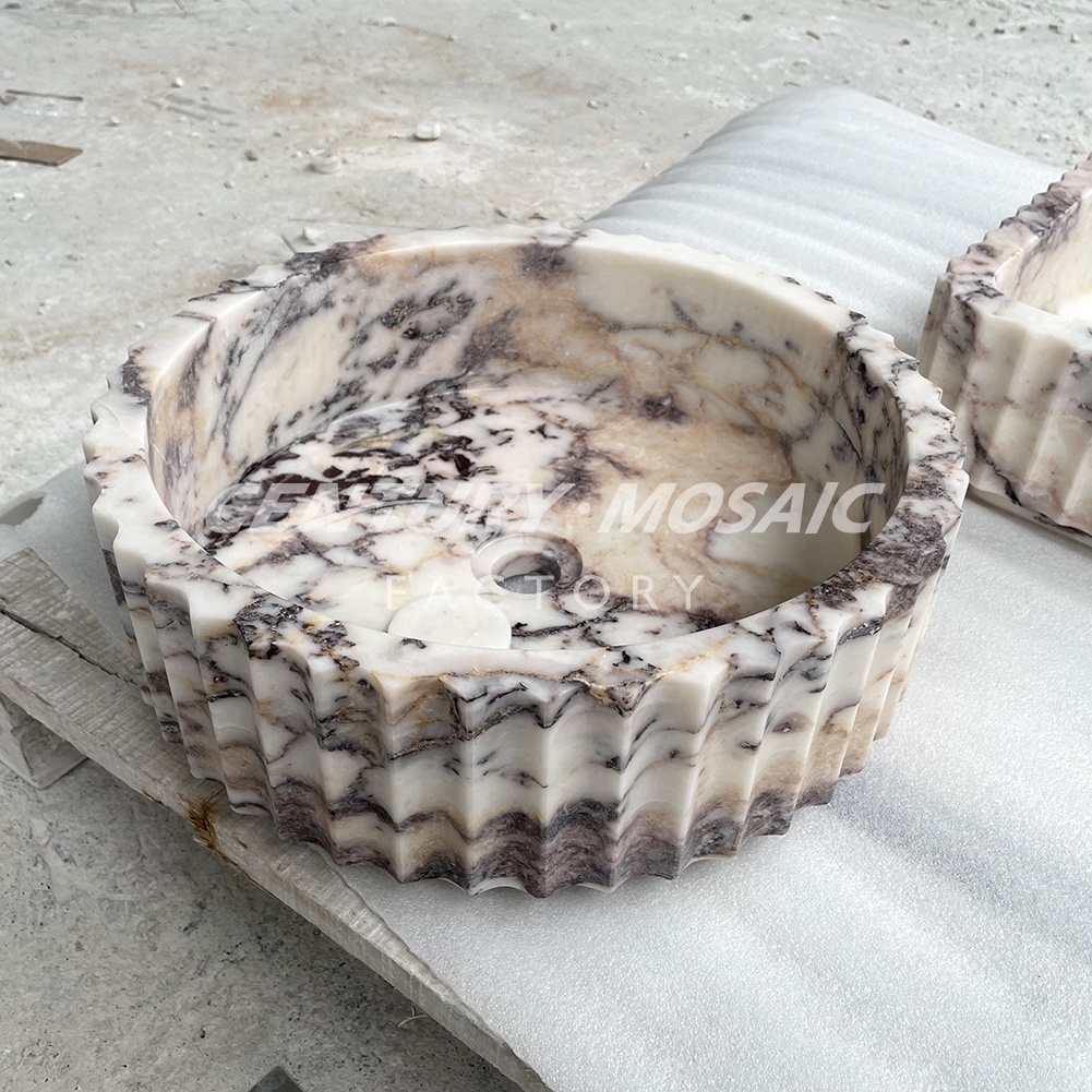 Centurymosaic Wholesale Natural Stone Freestanding Marble Black White Wash Hand Basin Sink Customized