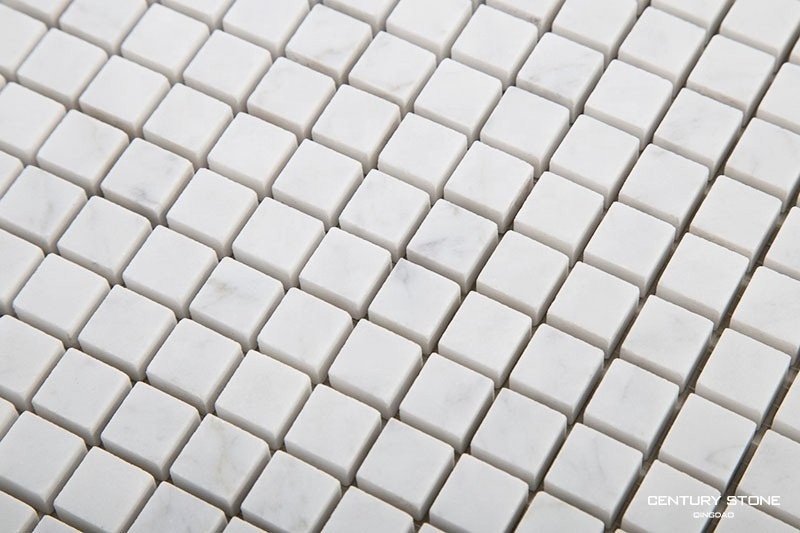 Centurymosaic White Square Marble Stone Floor Mosaic Pool Tile for Peel Stick Backsplash Kitchen Bathroom