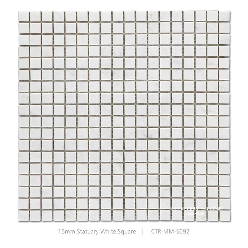 Centurymosaic White Square Marble Stone Floor Mosaic Pool Tile for Peel Stick Backsplash Kitchen Bathroom