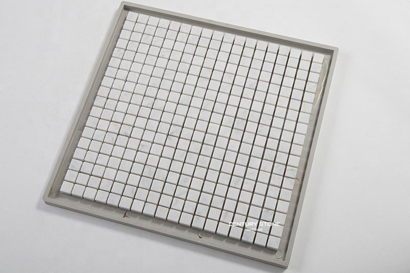 Centurymosaic White Square Marble Stone Floor Mosaic Pool Tile for Peel Stick Backsplash Kitchen Bathroom