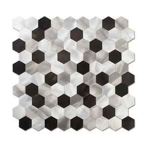 Silver Hexagon self Adhesive Mosaic Bathroom Tile Peel and Stick Hexagon