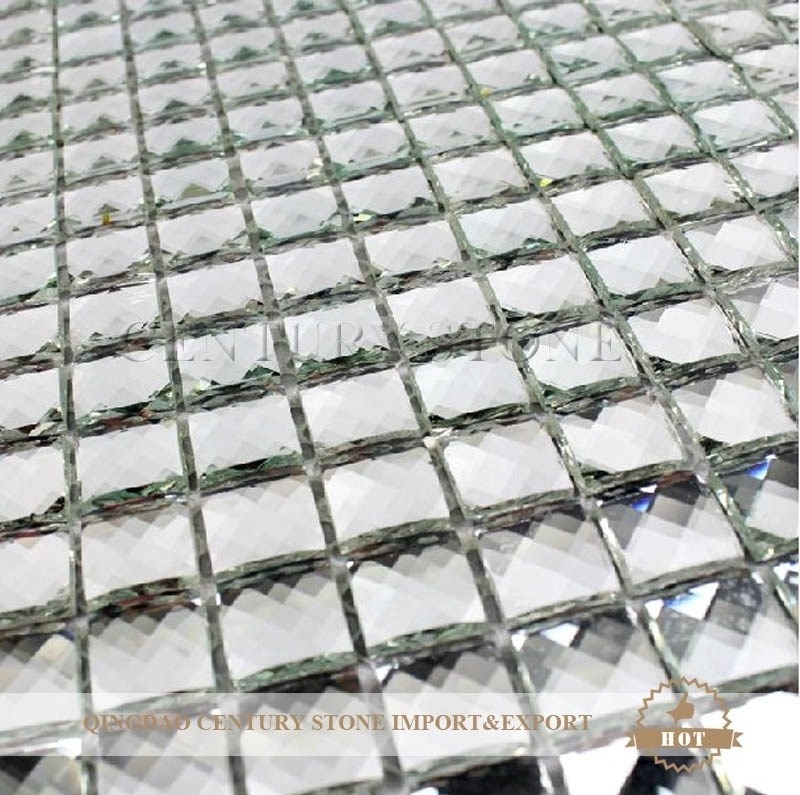 13 Facet Beveled Glass Silver and Purple beautiful Diamond Mosaic Mirror Tile Sheet