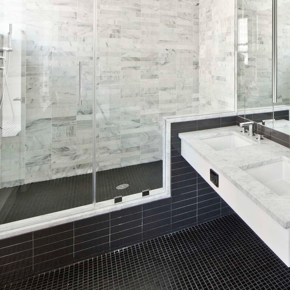 Century Project White Veins Black Marble Mosaic Tile