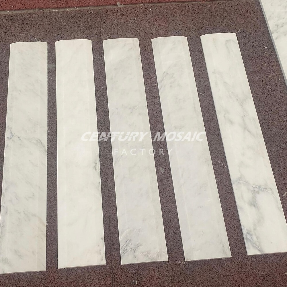 Centurymosaic Wholesale Statuary White Double Beveled Edge Marble Door Threshold Stone Price for Shower