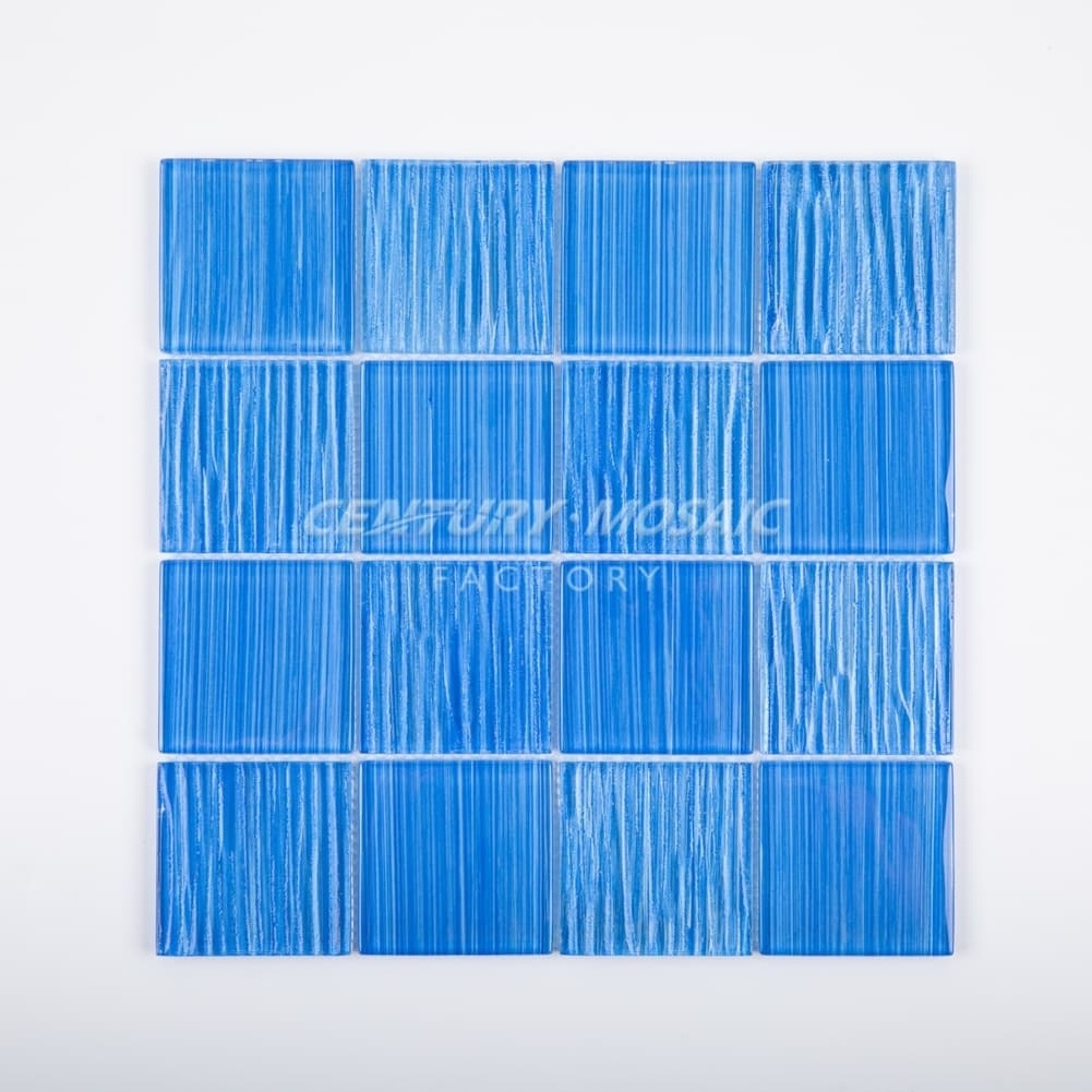 Century Mosaic Crystal Glass Blue Green Square Brick Swimming Pool Mosaic Tiles Wall Mosaic Manufacturer