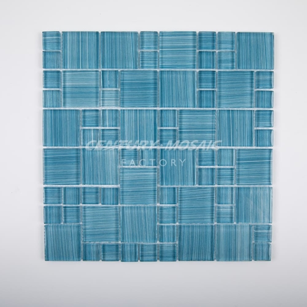 Century Mosaic Crystal Glass Blue Green Square Brick Swimming Pool Mosaic Tiles Wall Mosaic Manufacturer