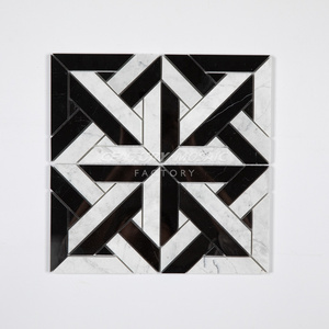 Century Mosaic New Original Design Black and White Marble Mosaic Wall Floor Cross Natural Stone Mosaic for Kitchen Bathroom