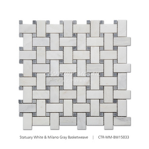 Statuary White & Gary Dot Basketweave Marble Mosaic for Indoor Decoration