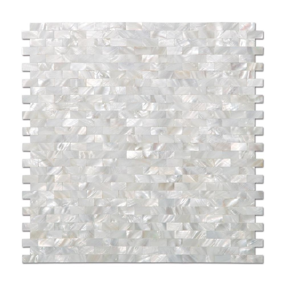 Brick Pure White Mosaic Mother Of Pearl Tile Backsplash