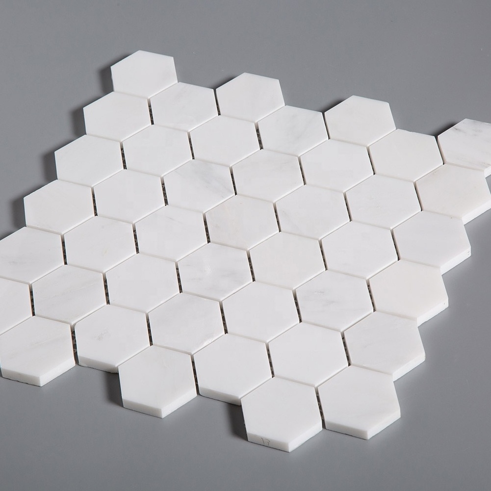 Centurymosaic Honed Statuary White Hexagon Marble Mosaic Tile for Wall and Floor Decoration in Living Room, Kitchen, Bathroom