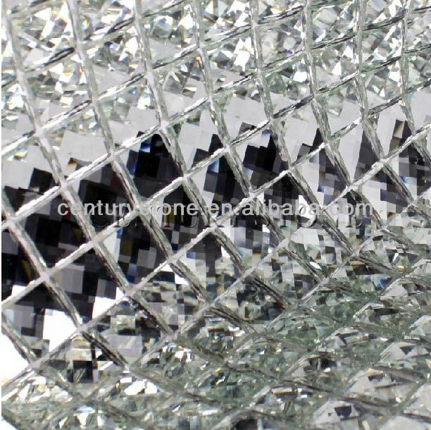 Iridescent Silver Square Glass Mosaic Decorative Mirror Tile