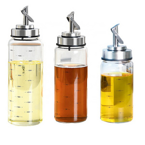 Aeofa Borosilicate Scaled Glass Oil Vinegar Bottle Dispenser With Stainless Steel Pourer Spout Cruet Set 200ml 300ml 500ml