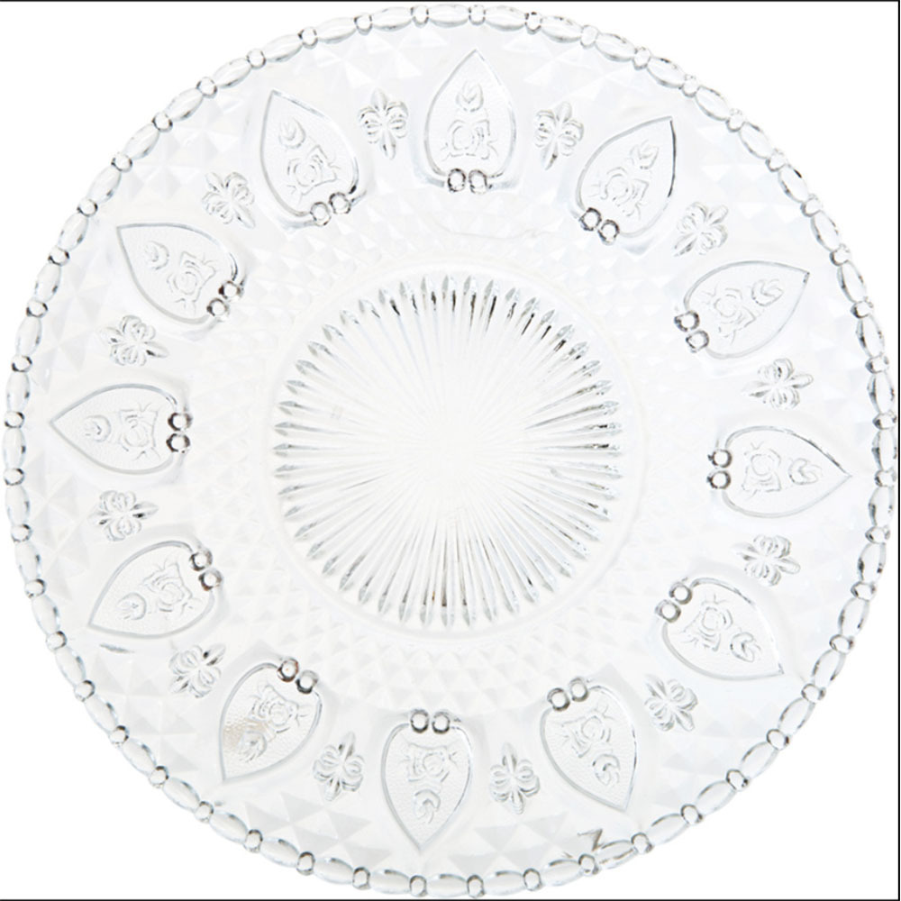 Aeofa heart design antique round clear glass dinner set plates