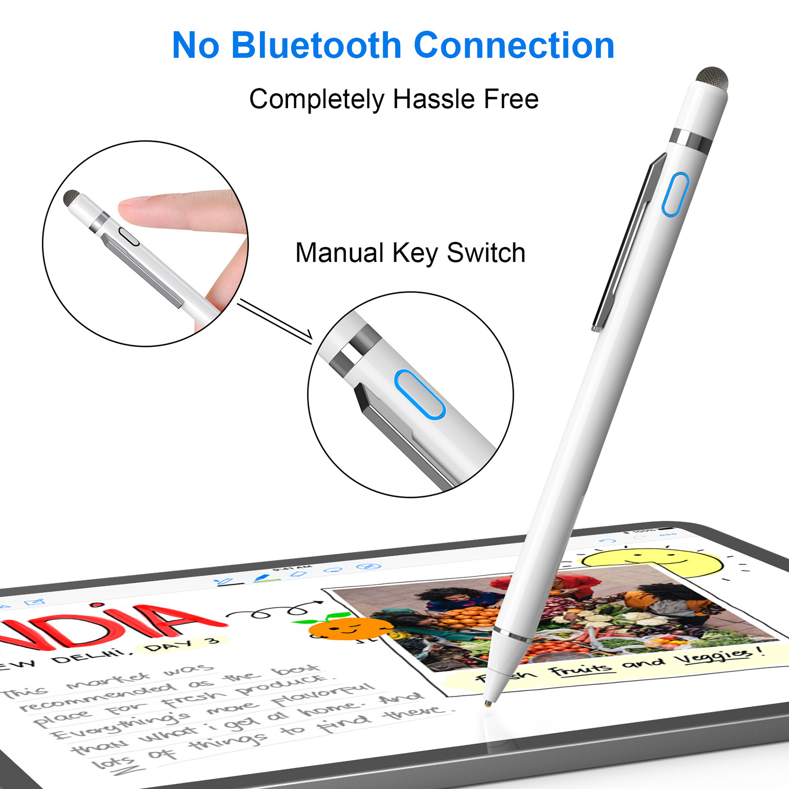 Magnetic Aluminum Alloy Universal 1.5Mm Effect Distance Intelligent Power Magic Stylus Capacitive Pen For Ipad Apple Pencil