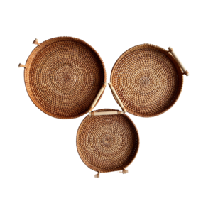 Round Rattan Serving Tray Shape Color Customize Wholesale Handmade Export Standard Design Rattan Tray 1 Made in Vietnam