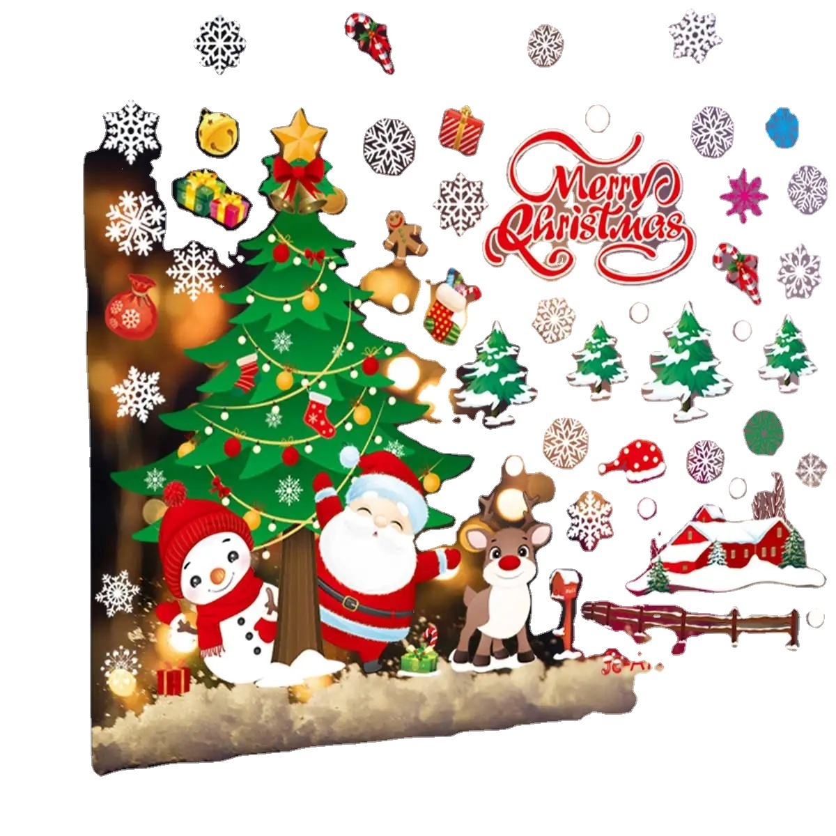 Christmas Santa Claus Window Stickers Wall Ornaments Christmas Pendant Merry Christmas For Home Decor New Year Stickers 2023