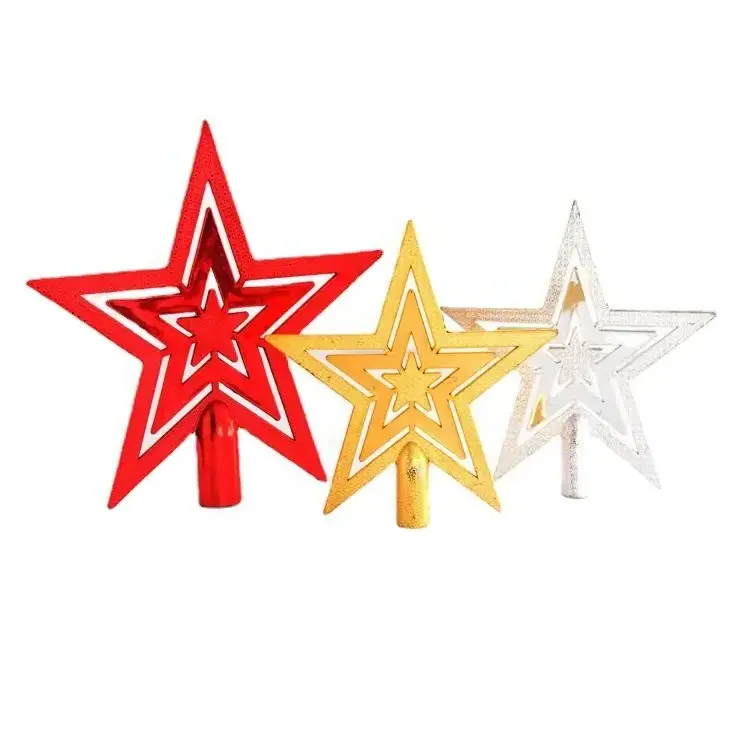 Cheap price wholesale 10cm 15cm 20cm gold silver red colors star topper christmas tree top star