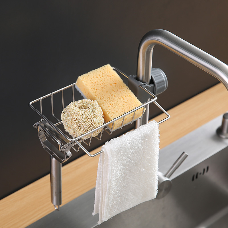 Faucet Storage Rack Stainless Steel Sink Sink Drain Rack Household Kitchen Bathroom Bathroom Storage Rag Rack