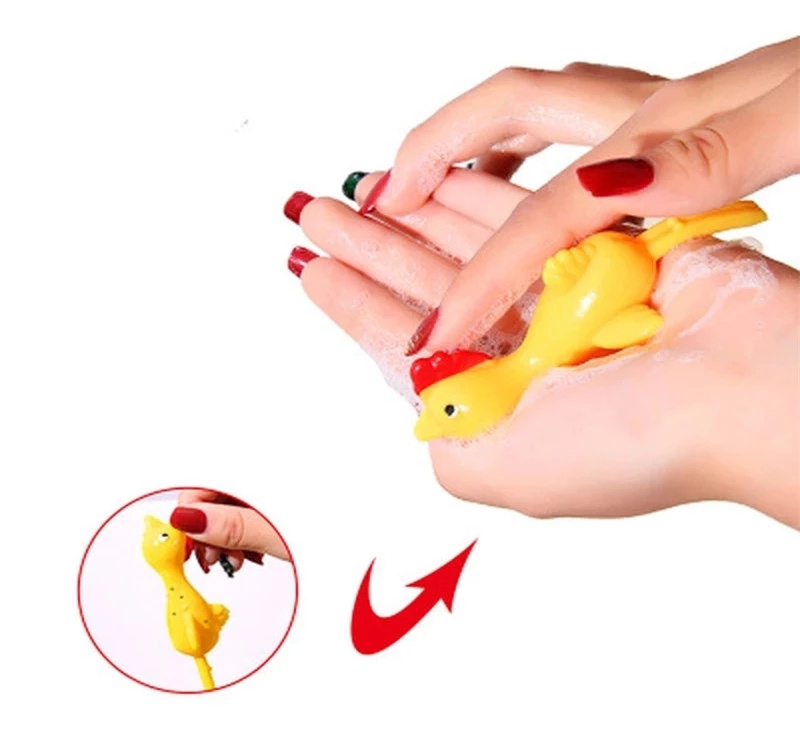 Funny Flying Turkey Chicken Toys Small Size Rubber Chicken Stretchy Flying Turkey Finger Birds Toy